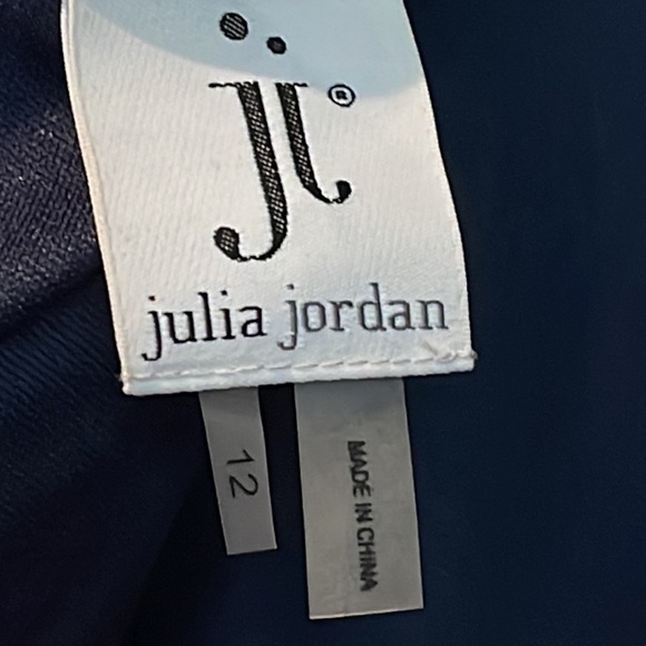 JULIA JORDAN TEXTURED OPEN BACK FIT & FLARE MIDI DRESS NAVY BLUE SIZE 12 - Picture 10 of 11